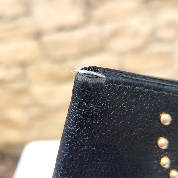 Miu Miu Pebbled Leather Jeweled & Studded Black Key Holder - Picture 10 of 13